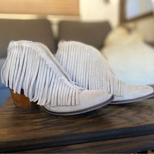 Suede Fringe Western Ankle boots